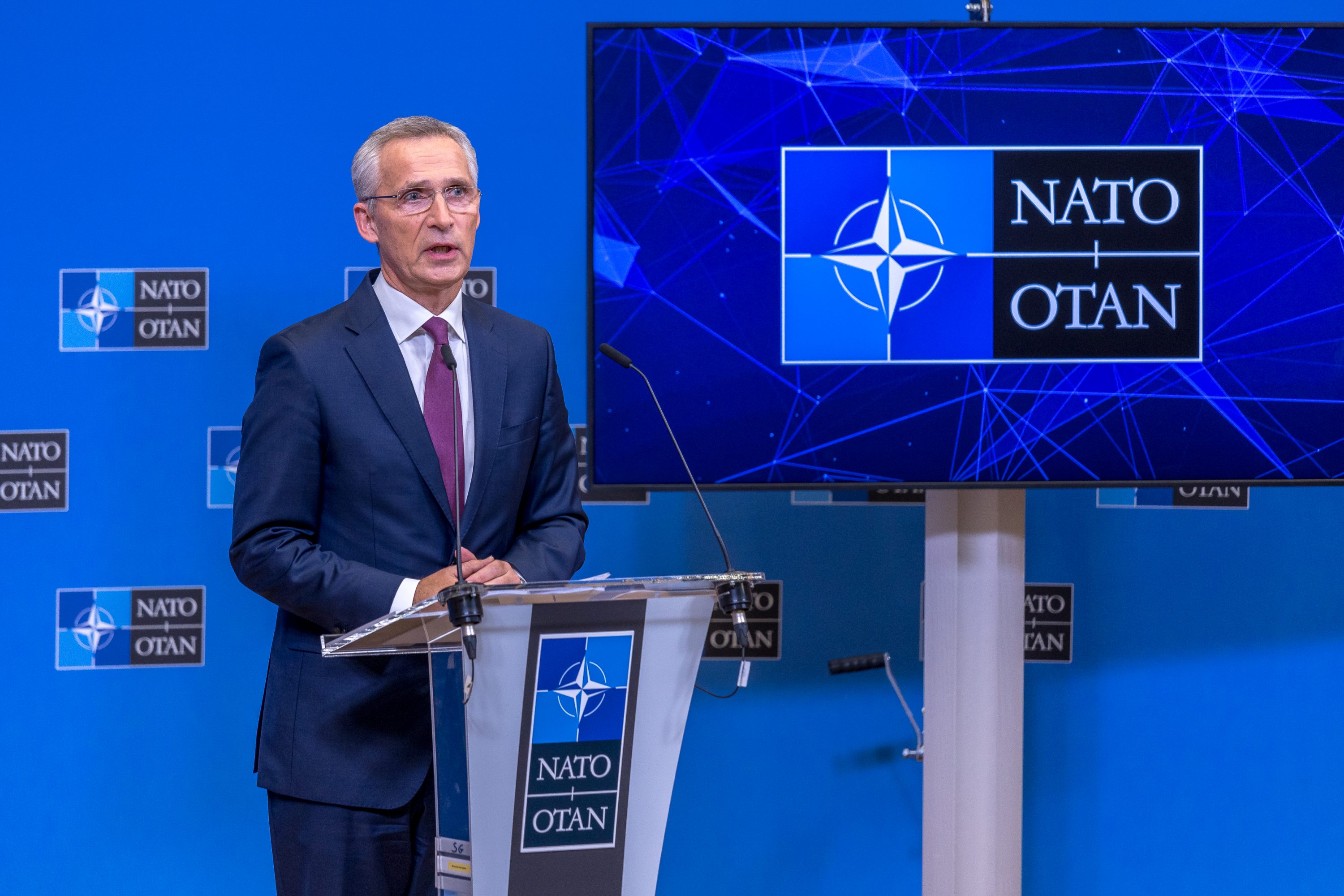 NATO Secretary General Jens Stoltenberg holds a press conference in Brussels