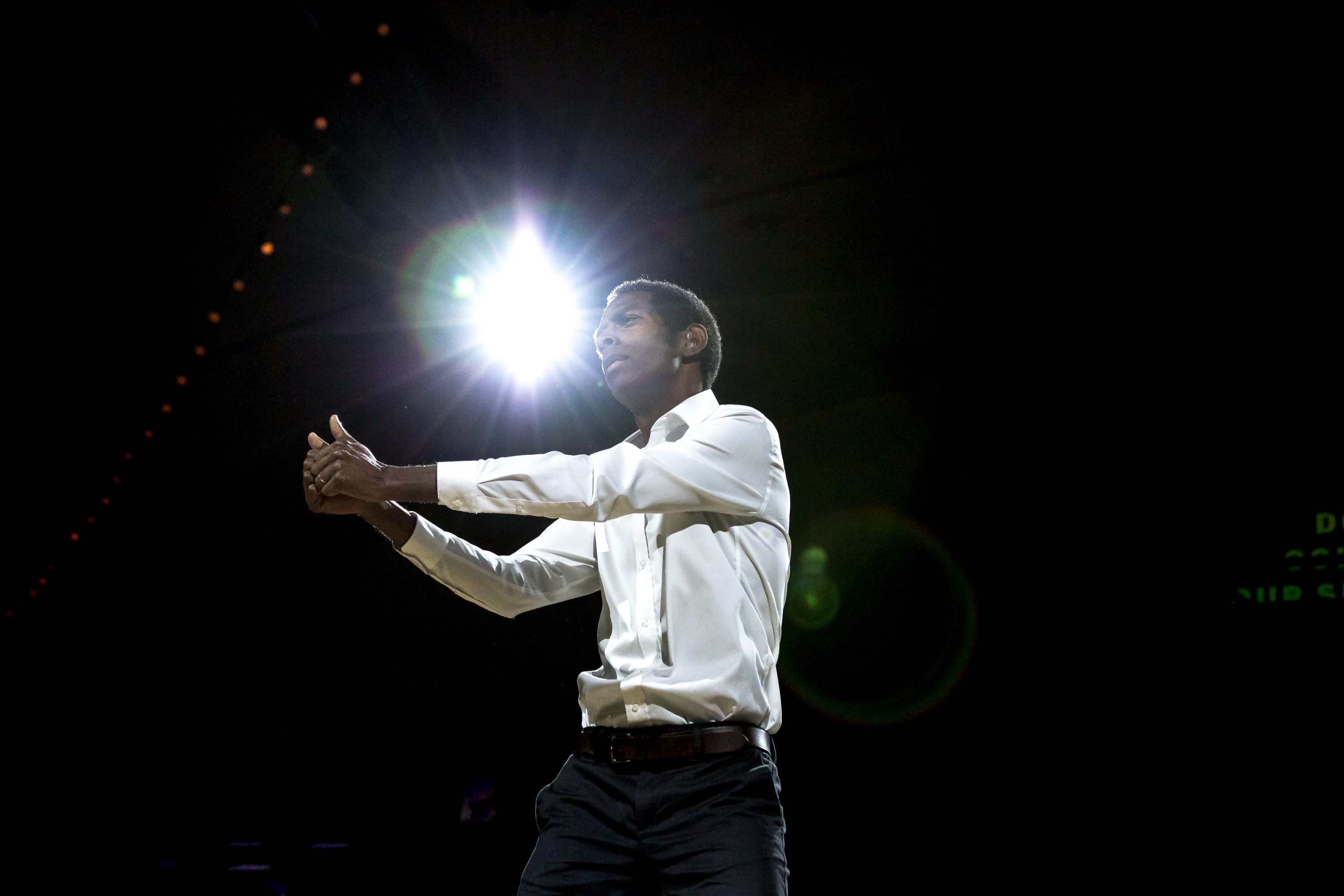 An artist performs a dance in Paris