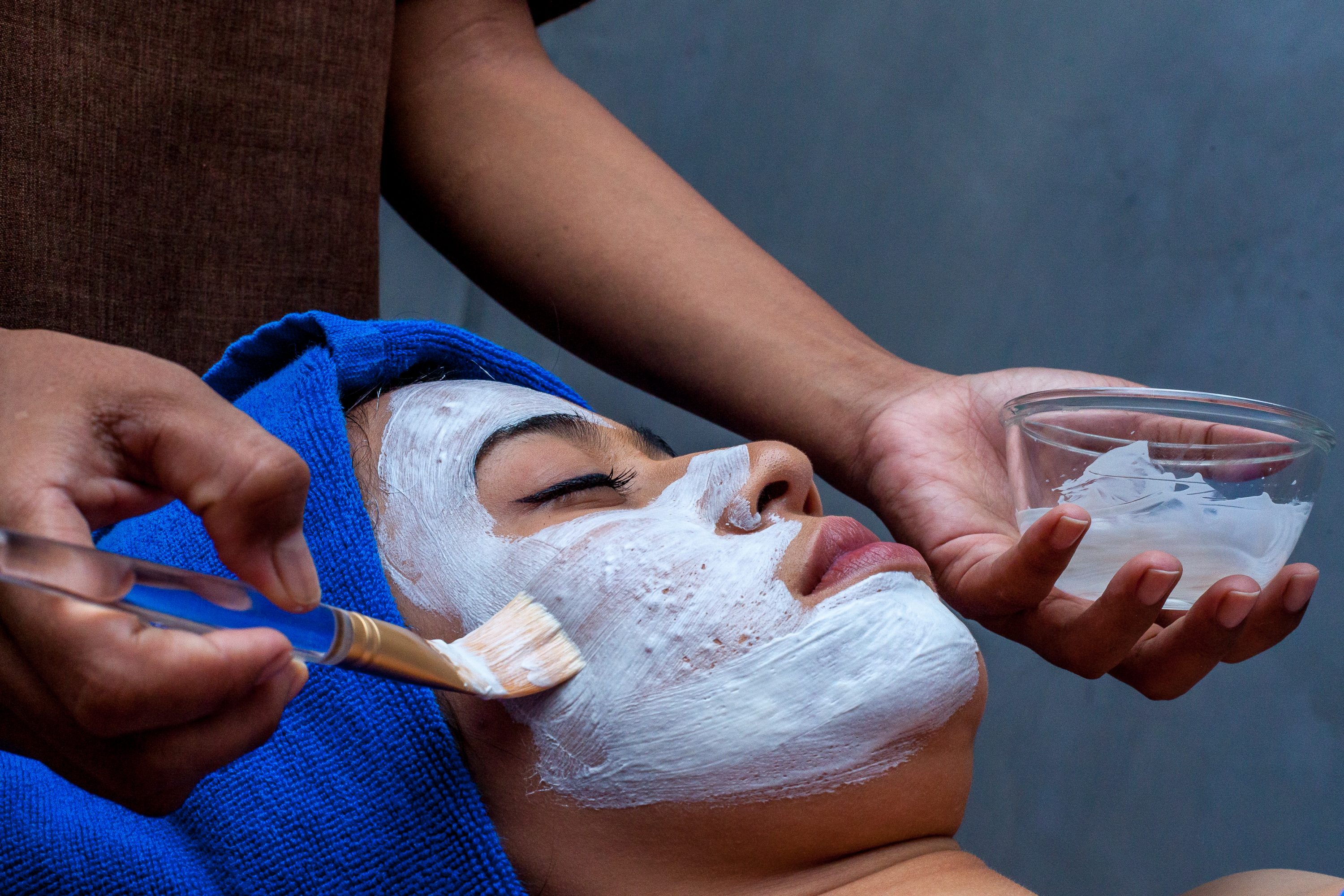 A customer receives a beauty treatment at the spa in Cambodia