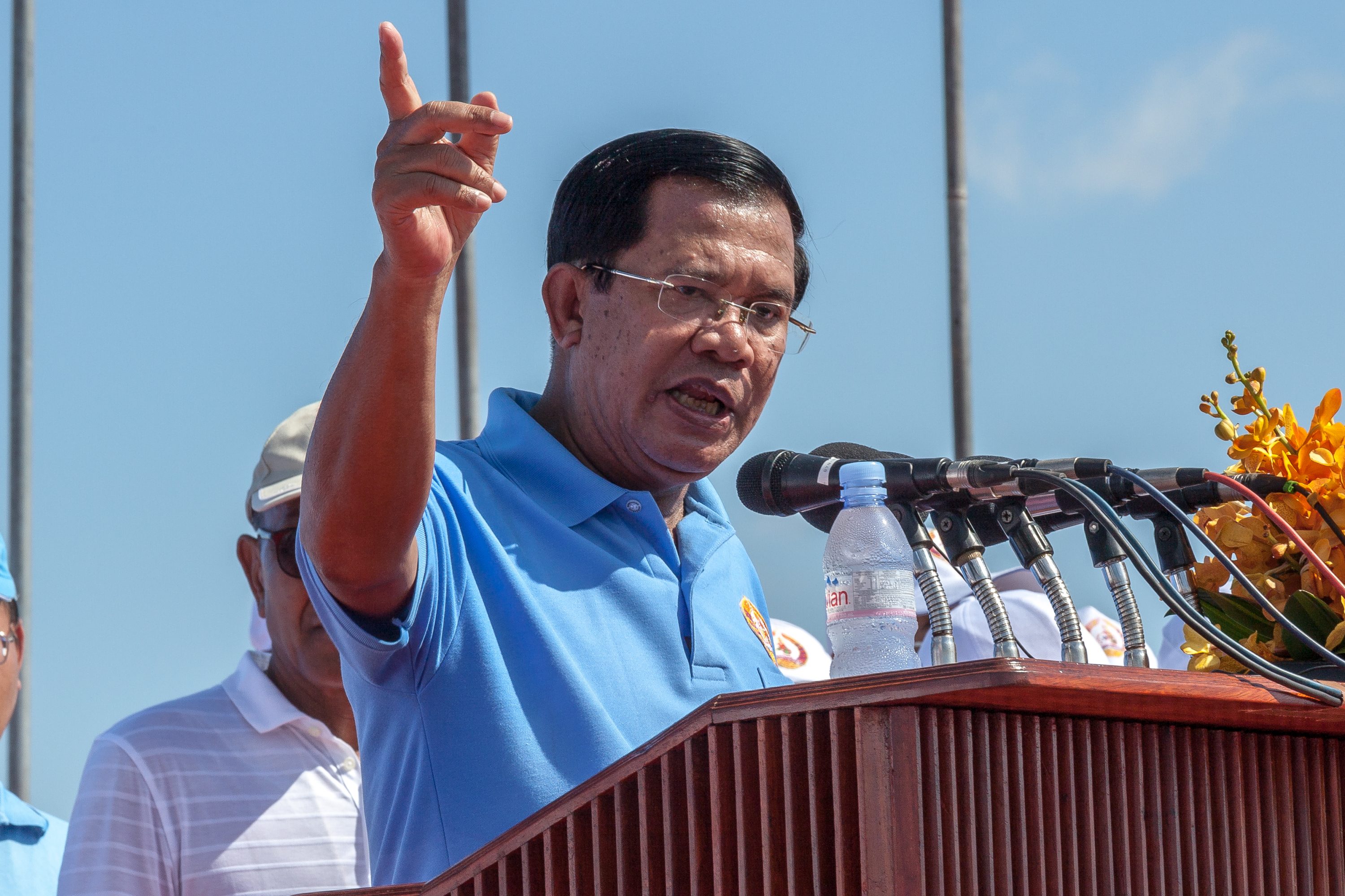 Prime Minister Samdech Hun Sen delivers a speech in Cambodia