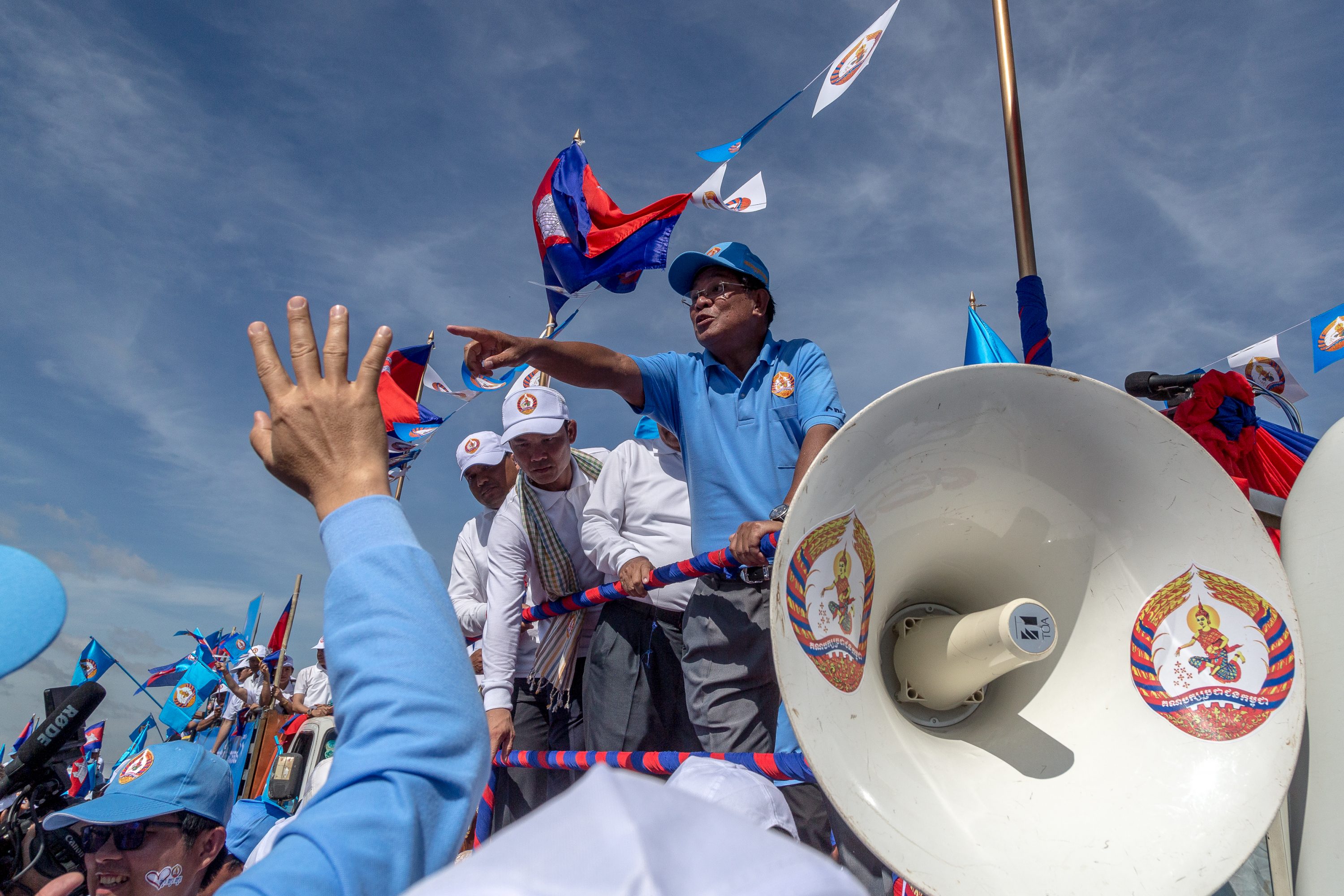 Prime Minister Samdech Hun Sen greets his fervent supporters in Cambodia