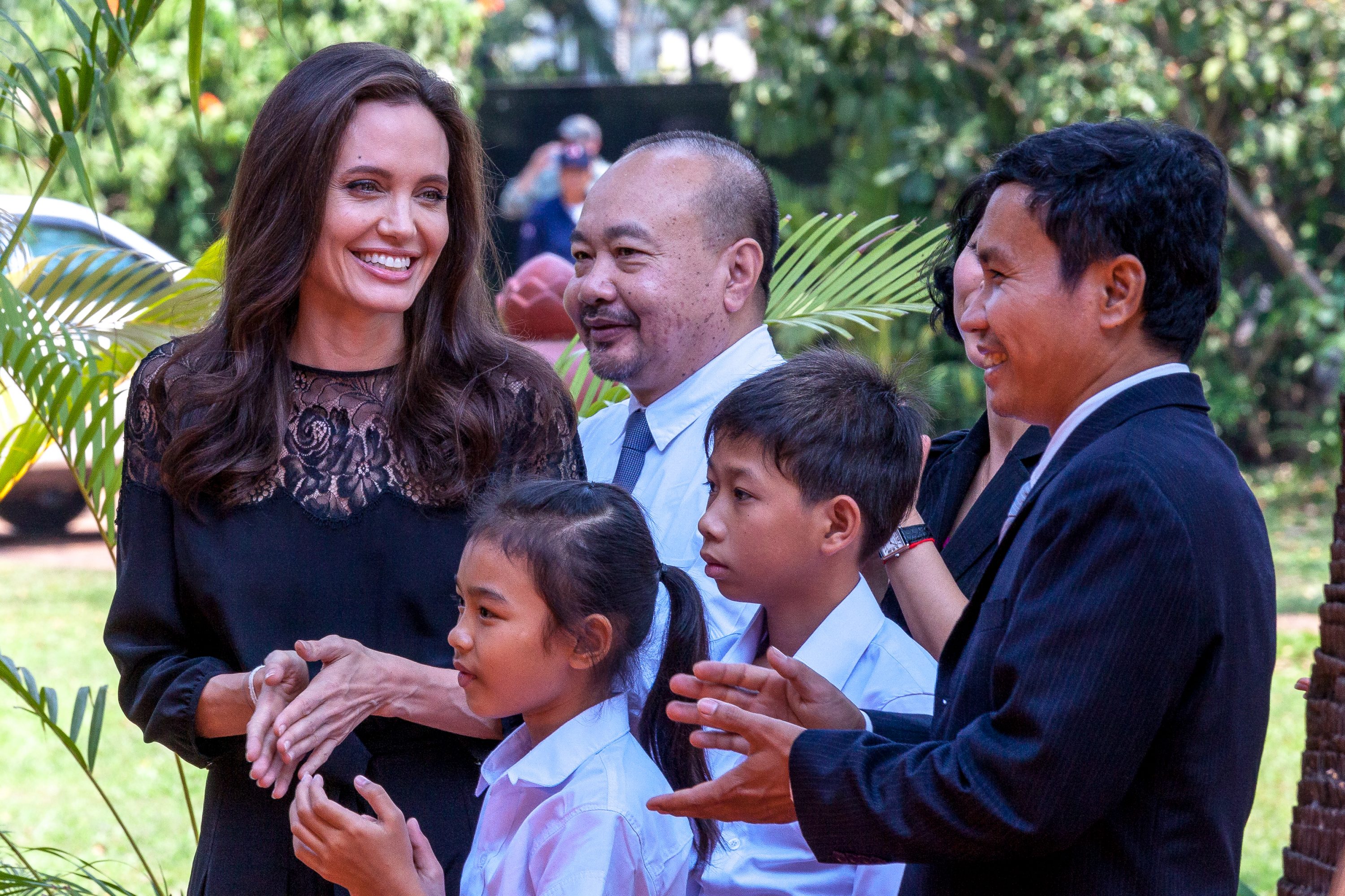 Angelina Jolie and producer Rithy Panh in Cambodia