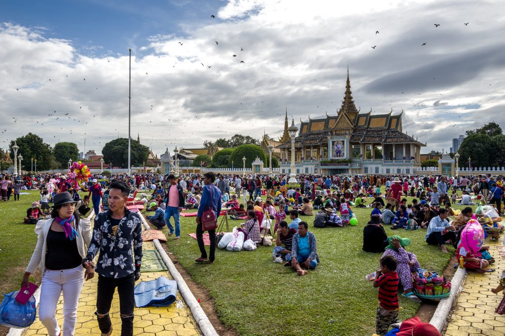 A group of Cambodian street vendors sell their goods in Cambodia